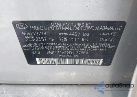 2015 Hyundai Sonata Sport из США, поврежденный, VIN 5NPE34AF2FH137864